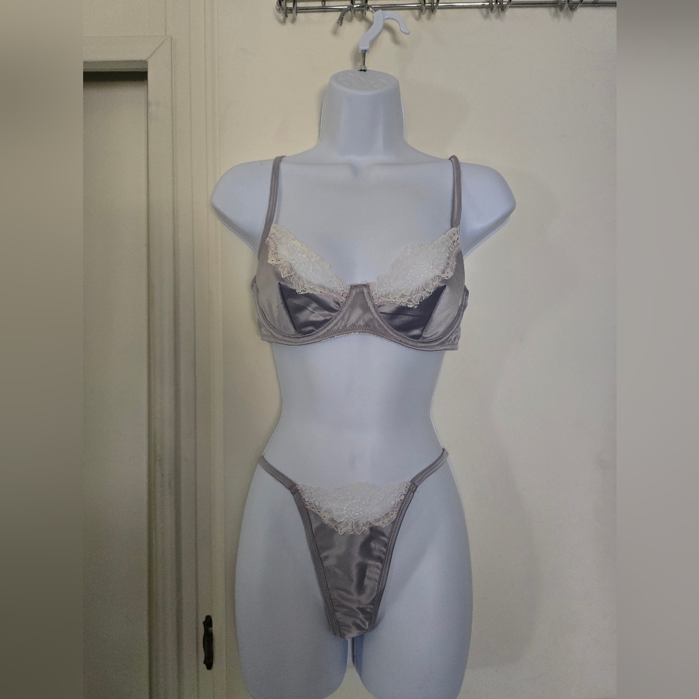Silver Bra & Thong Lingerie Set [SMALL]
